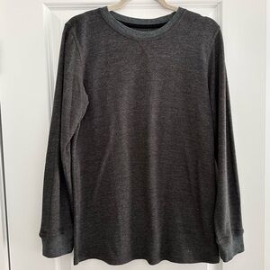Charcoal Grey Long Sleeve Waffle Knit Shirt - Cold Weather Base Layer